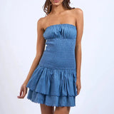 Robe Courte Bustier en Denim