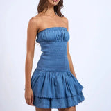 Robe Courte Bustier en Denim