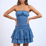 Robe Courte Bustier en Denim