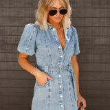 Robe Chemise Courte en Denim Ajustée