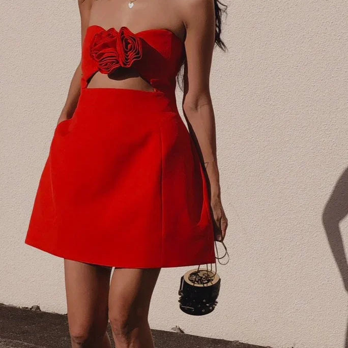 Robe Courte Bustier Fleurie