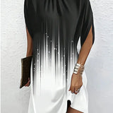 Robe Courte Unie à Col Rond