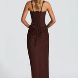 Robe Longue Ajustée à Bretelles