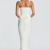 Robe Longue Ajustée à Bretelles