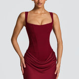 Robe Longue Ajustée à Bretelles