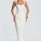 Robe Longue Ajustée à Bretelles