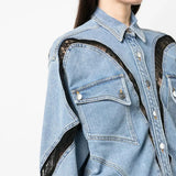 Robe Chemise Courte en Denim à Fermeture Zippée