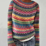 Pull femme en maille Fair Isle col bateau