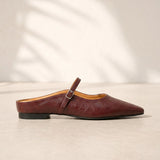 Mules plates à enfiler aspect cuir pour femme