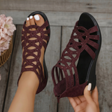 Sandales femme à talon compensé et zip latéral