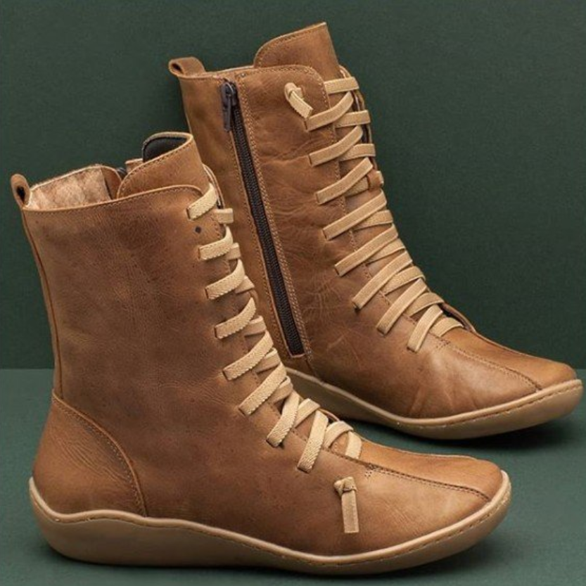 Bottines Femme Lacets Hautes – Bottes Casual Confort
