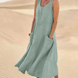 Robe Femme Longue Lin Décontractée Poches
