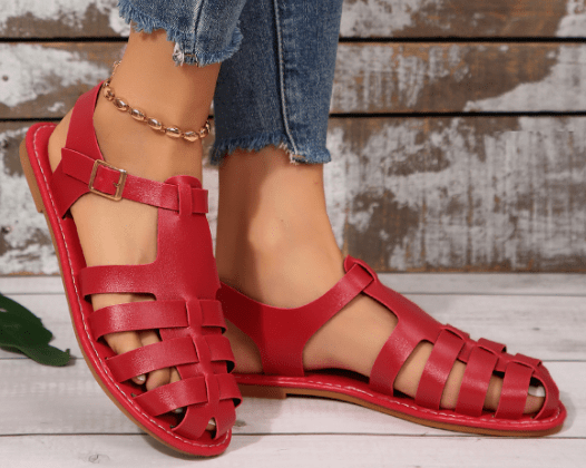 Sandales Femme Cuir Tressé – Sandales Plates Confort