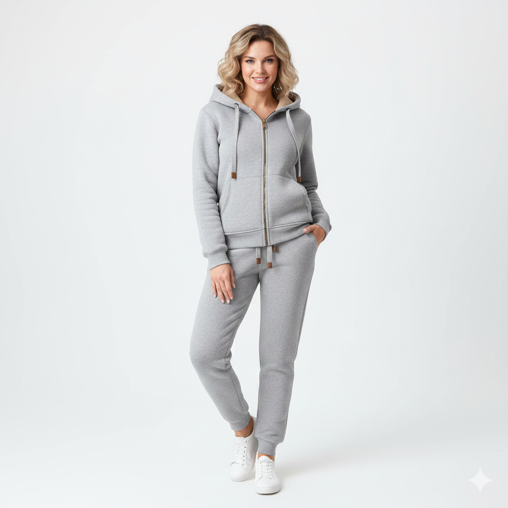 Ensemble Jogging Femme Capuche Zip Coupe Confort Style Casual