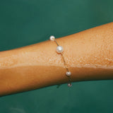 Bracelet femme perles doré à chaîne ajustable