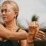Bracelet femme perles doré à chaîne ajustable