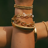 Bracelet femme perles doré à chaîne ajustable