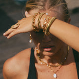 Bracelet femme perles doré à chaîne ajustable