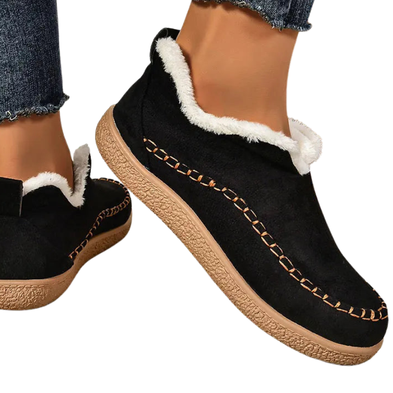 Chaussures Slip On Fourrées Confort Doux Style Casual