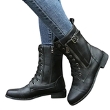 Bottines Vintage à Lacets et Fermeture Zippée