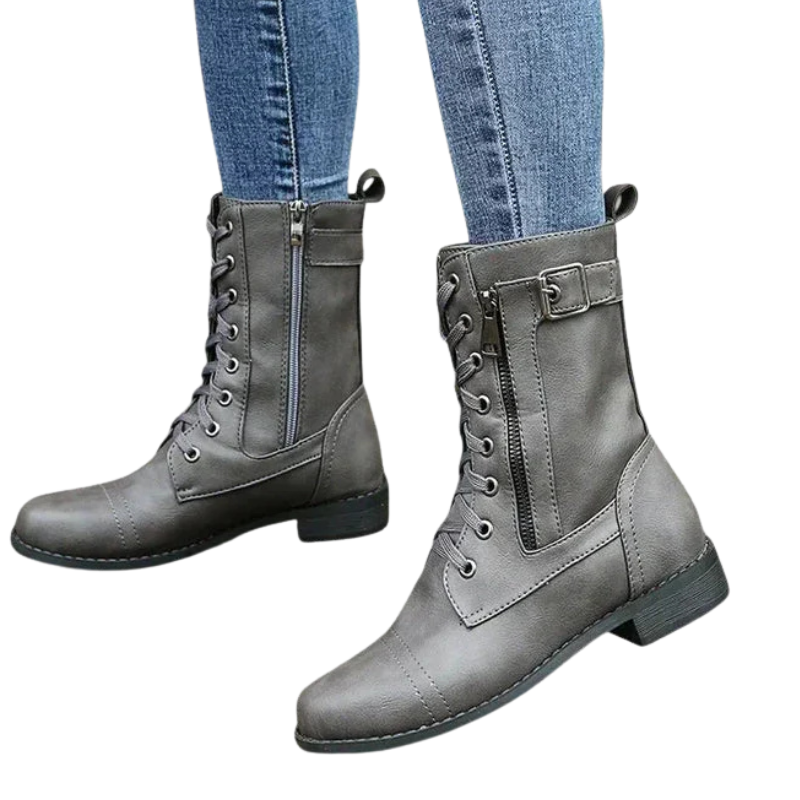 Bottines Lacées Vintage Zip Latéral Moderne