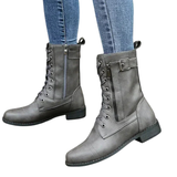 Bottines Vintage à Lacets et Fermeture Zippée