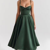 Robe Mi-Longue Verte Femme