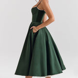 Robe Mi-Longue Verte Femme