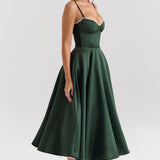Robe Mi-Longue Verte Femme