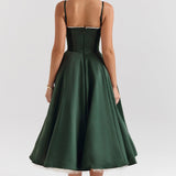 Robe Mi-Longue Verte Femme