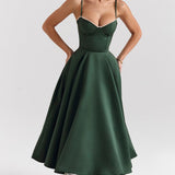 Robe Mi-Longue Verte Femme