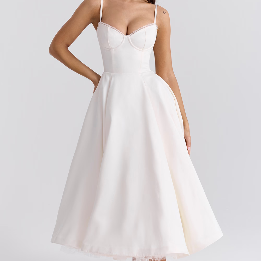 Robe Mi-Longue Verte Femme