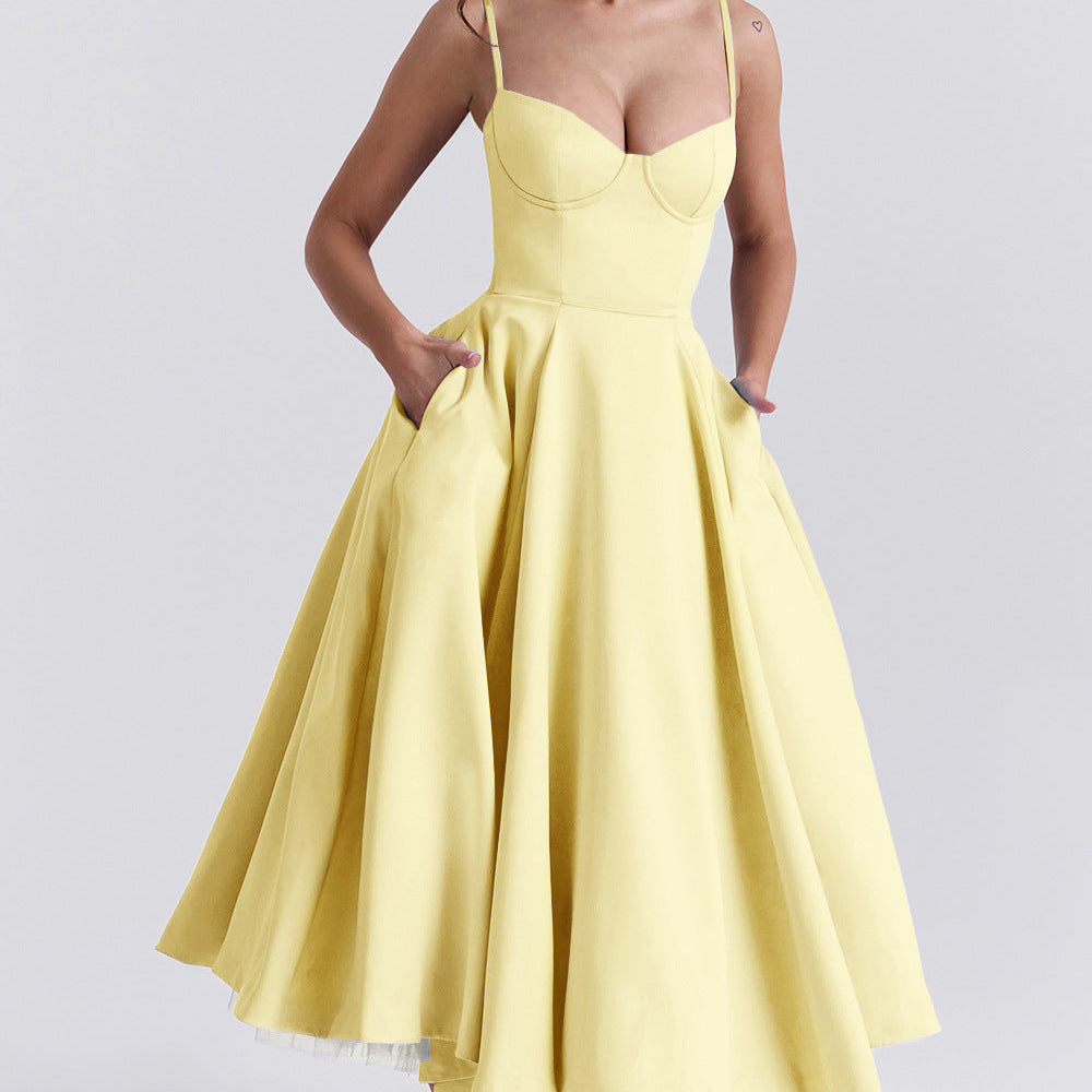 Robe Mi-Longue Verte Femme