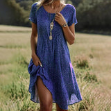Robe midi femme imprimée col V coupe ample