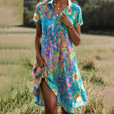 Robe midi femme imprimée col V coupe ample