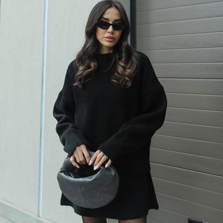 Ensemble Maille Oversize Pull Long Jupe Assortie Style Cocooning Chic
