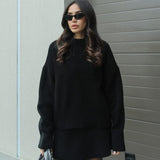 Ensemble Maille Oversize Pull Long Jupe Assortie Style Cocooning Chic