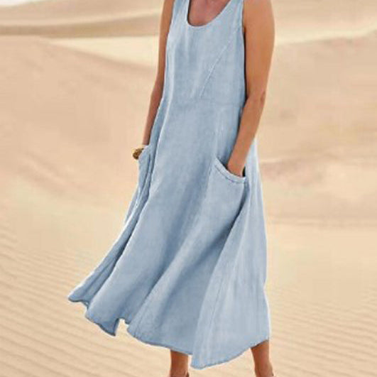Robe Femme Longue Lin – Robe Ample Décontractée