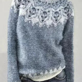 Pull femme en maille Fair Isle col bateau