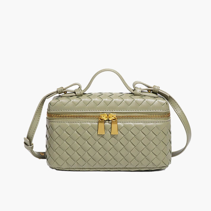 Sac à main tressé compact en cuir vegan