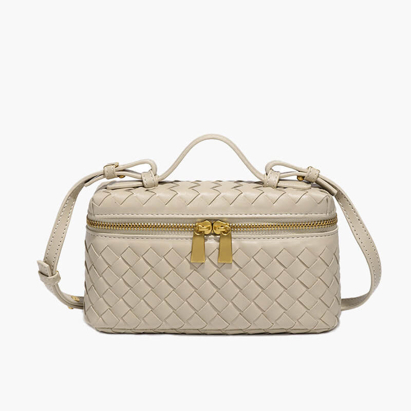Sac à main tressé compact en cuir vegan