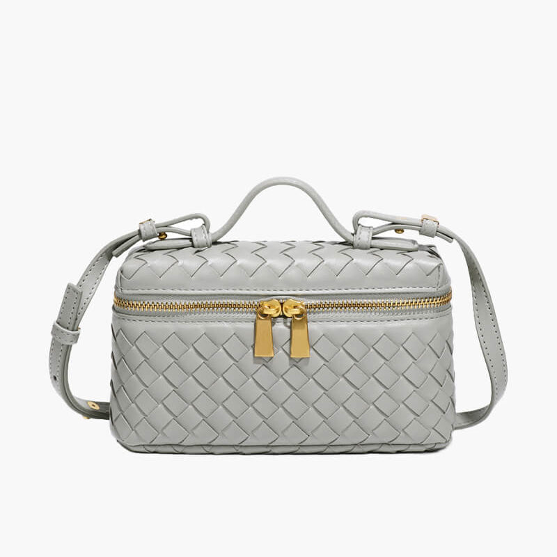 Sac à main tressé compact en cuir vegan