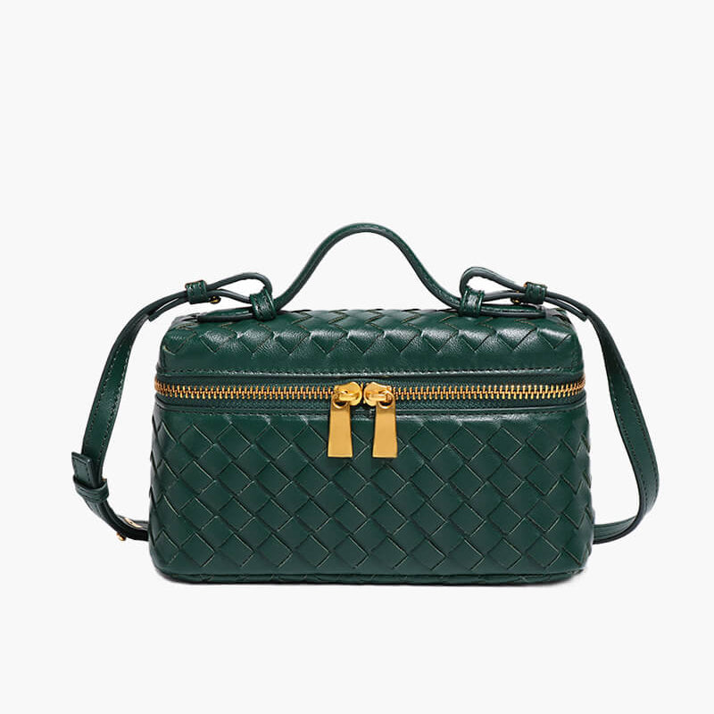 Sac à main tressé compact en cuir vegan