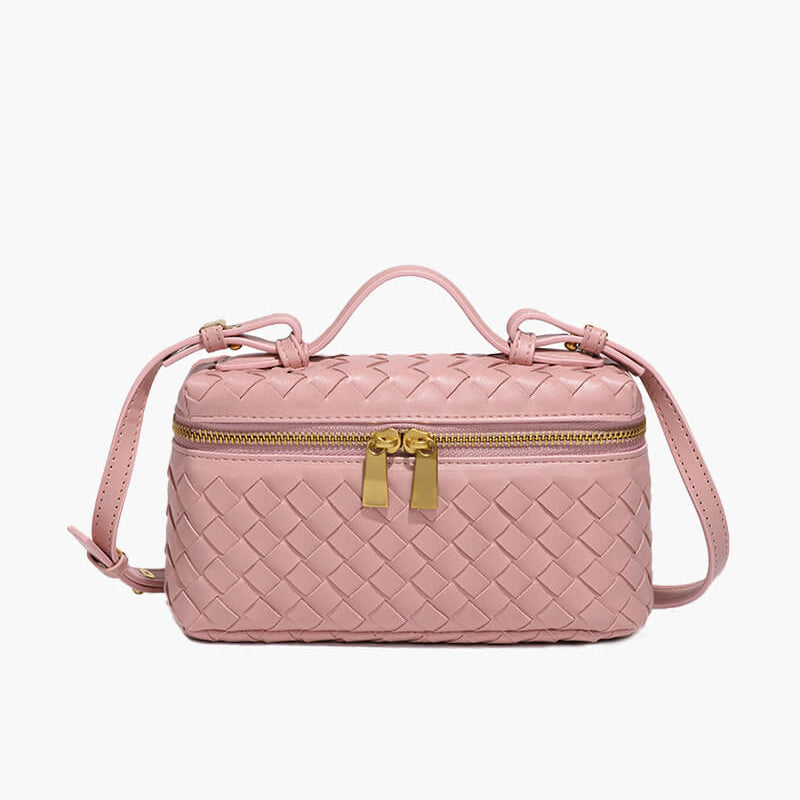 Sac à main tressé compact en cuir vegan