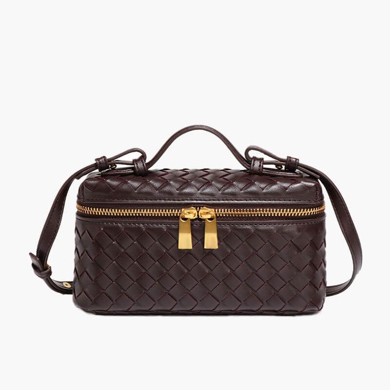 Sac à main tressé compact en cuir vegan