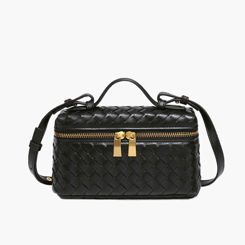 Sac à main tressé compact en cuir vegan