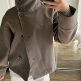 Veste femme en laine boutonnée à col montant