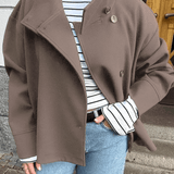 Veste femme en laine boutonnée à col montant