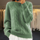 Pull femme en laine torsadé col rond