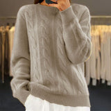 Pull femme en laine torsadé col rond